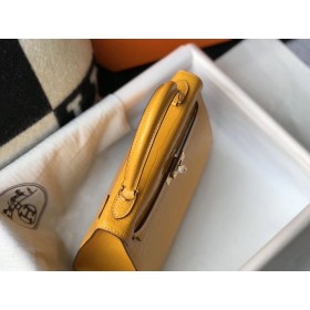 Hermes Kelly 25cm Handmade Bag In Yellow Embossed Crocodile Leather