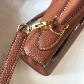 Hermes Kelly 25cm Retourne Bag In Gold Clemence Leather
