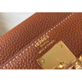 Hermes Kelly 25cm Retourne Bag In Gold Clemence Leather