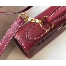 Hermes Kelly 25cm Retourne Bag In Bordeaux Clemence Leather