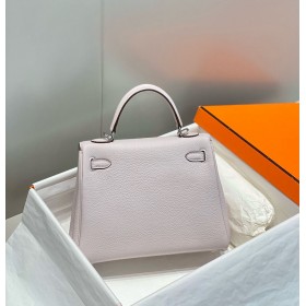 Hermes Kelly 25cm Retourne Bag In Mauve Pale Clemence Leather
