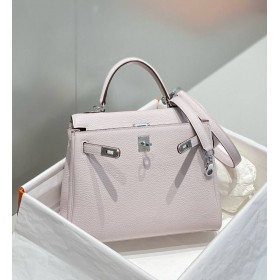 Hermes Kelly 25cm Retourne Bag In Mauve Pale Clemence Leather