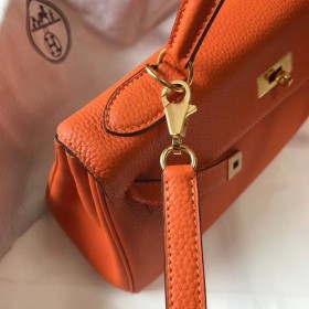 Hermes Kelly 25cm Retourne Bag In Orange Clemence Leather