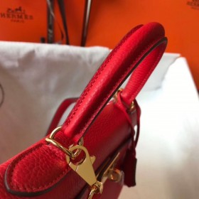 Hermes Kelly 25cm Retourne Bag In Red Clemence Leather