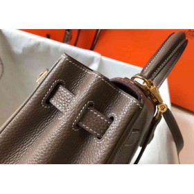 Hermes Kelly 25cm Retourne Bag In Taupe Clemence Leather
