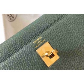 Hermes Kelly 25cm Retourne Bag In Vert Amande Clemence Leather