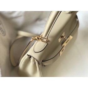 Hermes Kelly 28cm Bag In Beton Clemence Leather GHW