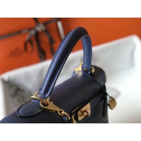 Hermes Kelly 28cm Bag In Blue Agate Epsom Leather GHW