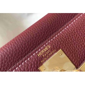 Hermes Kelly 28cm Bag In Bordeaxu Clemence Leather GHW
