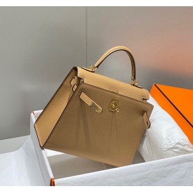 Hermes Kelly 28cm Bag In Chai Epsom Leather GHW