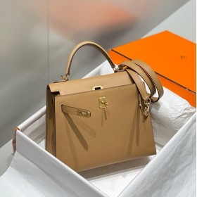 Hermes Kelly 28cm Bag In Chai Epsom Leather GHW