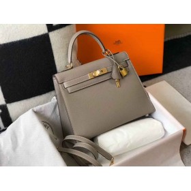 Hermes Kelly 28cm Bag In Gris Asphalt Epsom Leather GHW