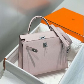 Hermes Kelly 28cm Bag In Mauve Pale Epsom Leather PHW