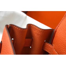 Hermes Kelly 28cm Bag In Orange Clemence Leather GHW