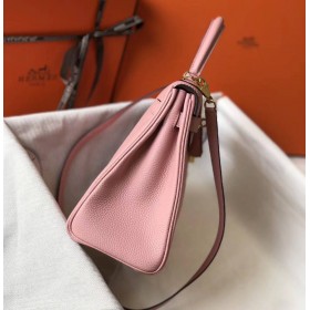 Hermes Kelly 28cm Bag In Pink Clemence Leather GHW