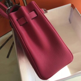 Hermes Kelly 28cm Bag In Rose Red Clemence Leather PHW