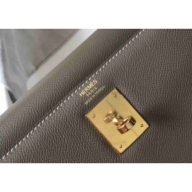 Hermes Kelly 28cm Bag In Taupe Grey Epsom Leather GHW