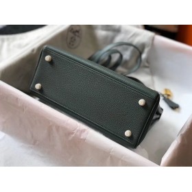 Hermes Kelly 28cm Bag In Vert Amande Clemence Leather GHW