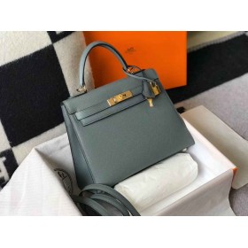 Hermes Kelly 28cm Bag In Vert Amande Epsom Leather GHW