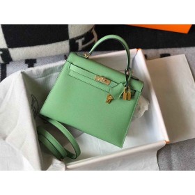 Hermes Kelly 28cm Bag In Vert Criquet Epsom Leather GHW