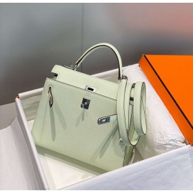 Hermes Kelly 28cm Bag In Vert Fizz Epsom Leather PHW