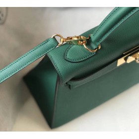 Hermes Kelly 28cm Bag In Vert Vertigo Epsom Leather GHW