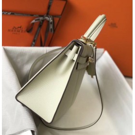 Hermes Kelly 28cm Bag In White Epsom Leather GHW