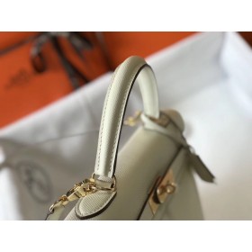 Hermes Kelly 28cm Bag In White Epsom Leather GHW