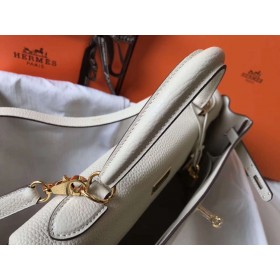Hermes Kelly 32cm Bag In Beton Clemence Leather GHW