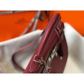 Hermes Kelly 32cm Bag In Bordeaux Clemence Leather PHW
