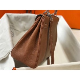Hermes Kelly 32cm Bag In Gold Clemence Leather PHW
