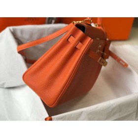 Hermes Kelly 32cm Bag In Orange Clemence Leather GHW