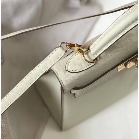 Hermes Kelly 32cm Bag In White Epsom Leather GHW