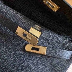 Hermes Kelly Ado Backpack in Black Clemence Leather