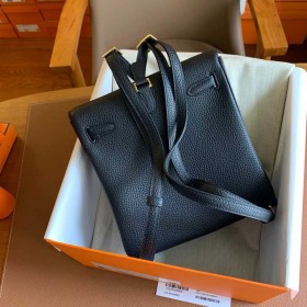 Hermes Kelly Ado Backpack in Black Clemence Leather