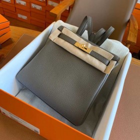 Hermes Kelly Ado Backpack in Etain Clemence Leather