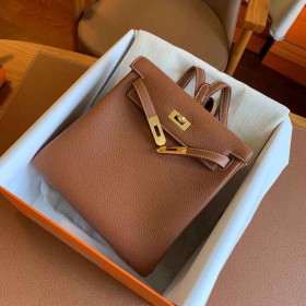 Hermes Kelly Ado Backpack in Gold Clemence Leather
