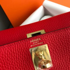 Hermes Kelly Ado Backpack in Red Clemence Leather