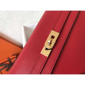 Hermes Kelly Classic Long Wallet In Red Epsom Leather