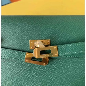 Hermes Kelly Classique To Go Wallet In Malachite Epsom Calfskin