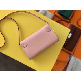 Hermes Kelly Classique To Go Wallet In Pink Epsom Calfskin