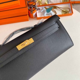 Hermes Kelly Cut Handmade Bag in Black Epsom Calfskin