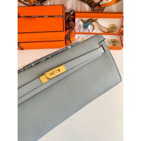 Hermes Kelly Cut Handmade Bag in Blue Lin Epsom Calfskin