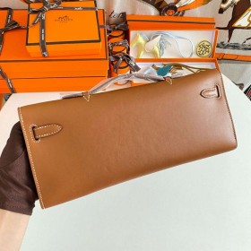 Hermes Kelly Cut Handmade Bag in Gold Swift Calfskin