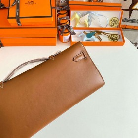 Hermes Kelly Cut Handmade Bag in Gold Swift Calfskin