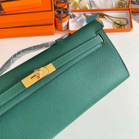 Hermes Kelly Cut Handmade Bag in Malachite Epsom Calfskin