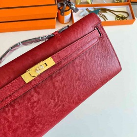Hermes Kelly Cut Handmade Bag in Red Epsom Calfskin
