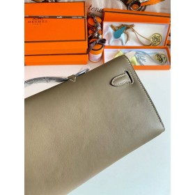 Hermes Kelly Cut Handmade Bag in Taupe Swift Leather