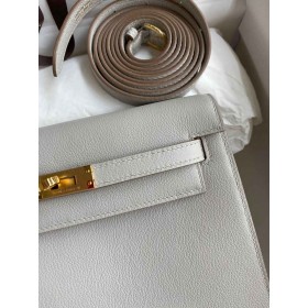 Hermes Kelly Danse II Bag In Pearl Grey Evercolor Calfskin