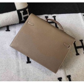 Hermes Kelly Depeche 38 Briefcase In Taupe Calfskin